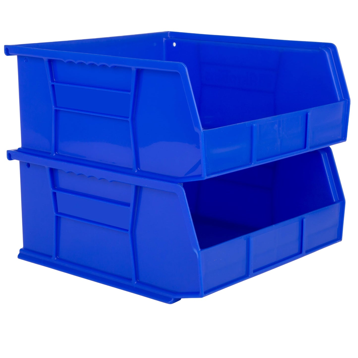 Hudson Exchange 11" x 11" x 5" Plastic Stackable Storage Bin and Hanging Container (Blue, 1 Pack)