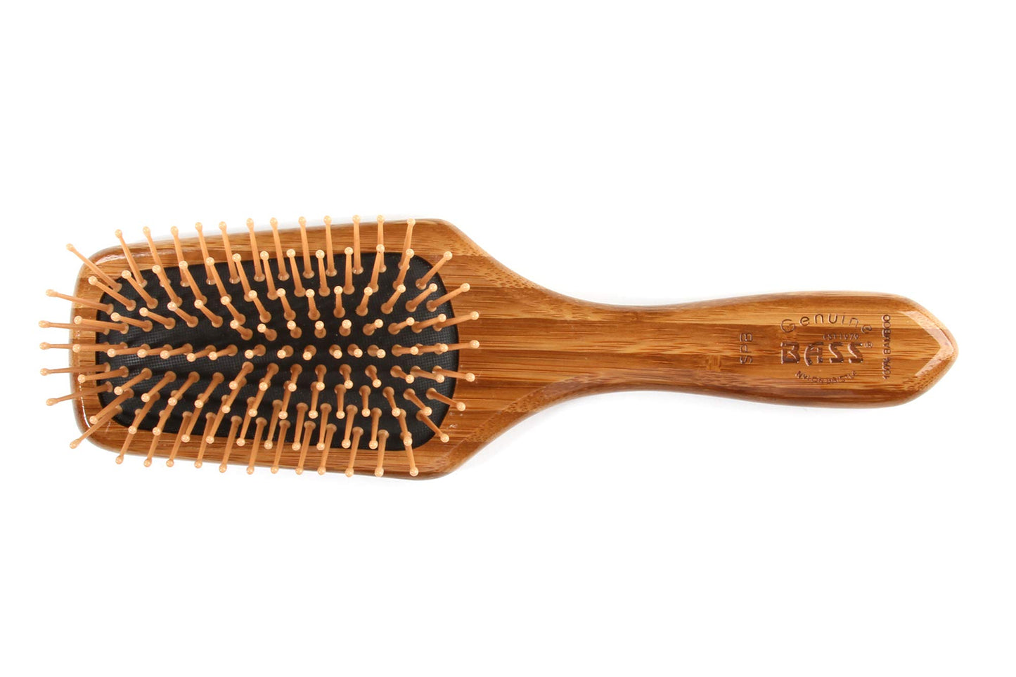 Bass Brushes | Style & Detangle Hair Brush | Professional Grade Nylon Pin | Pure Bamboo Handle | Small Paddle | Solid Finish | Mode SPB - DB, Assorted