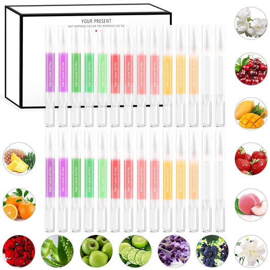 SULLMAR Nail Cuticle Oil Pen 28Pcs Nail Care Oil Pen Nail Nourishment Polish With Vitamins Moisturized Gel Repair For Gel Nails Care