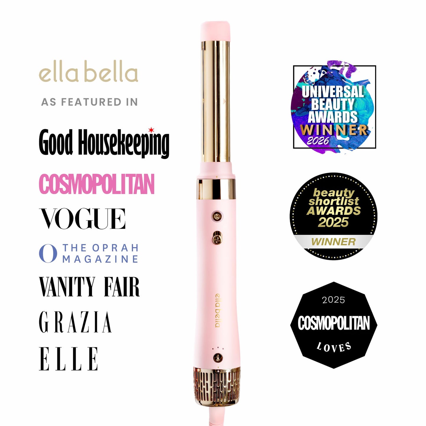 ELLA BELLA® 6 in 1 Professional Hot Air Styler • Powerful Hair Dryer & Straightener Set • Styling Without Heat Damage • Fast Drying Curling Volumizing Beauty and Personal Care ELLA BELLA