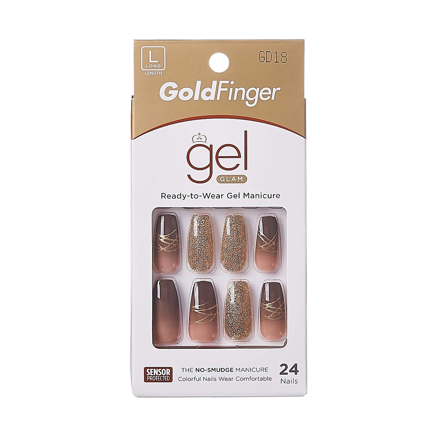 Gold Finger Gel Glam Design Nail (GD18)