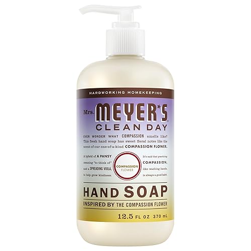 MRS. MEYER'S CLEAN DAY Hand Soap, Compassion Flower Scent, 12.5 Fl Oz Bottle