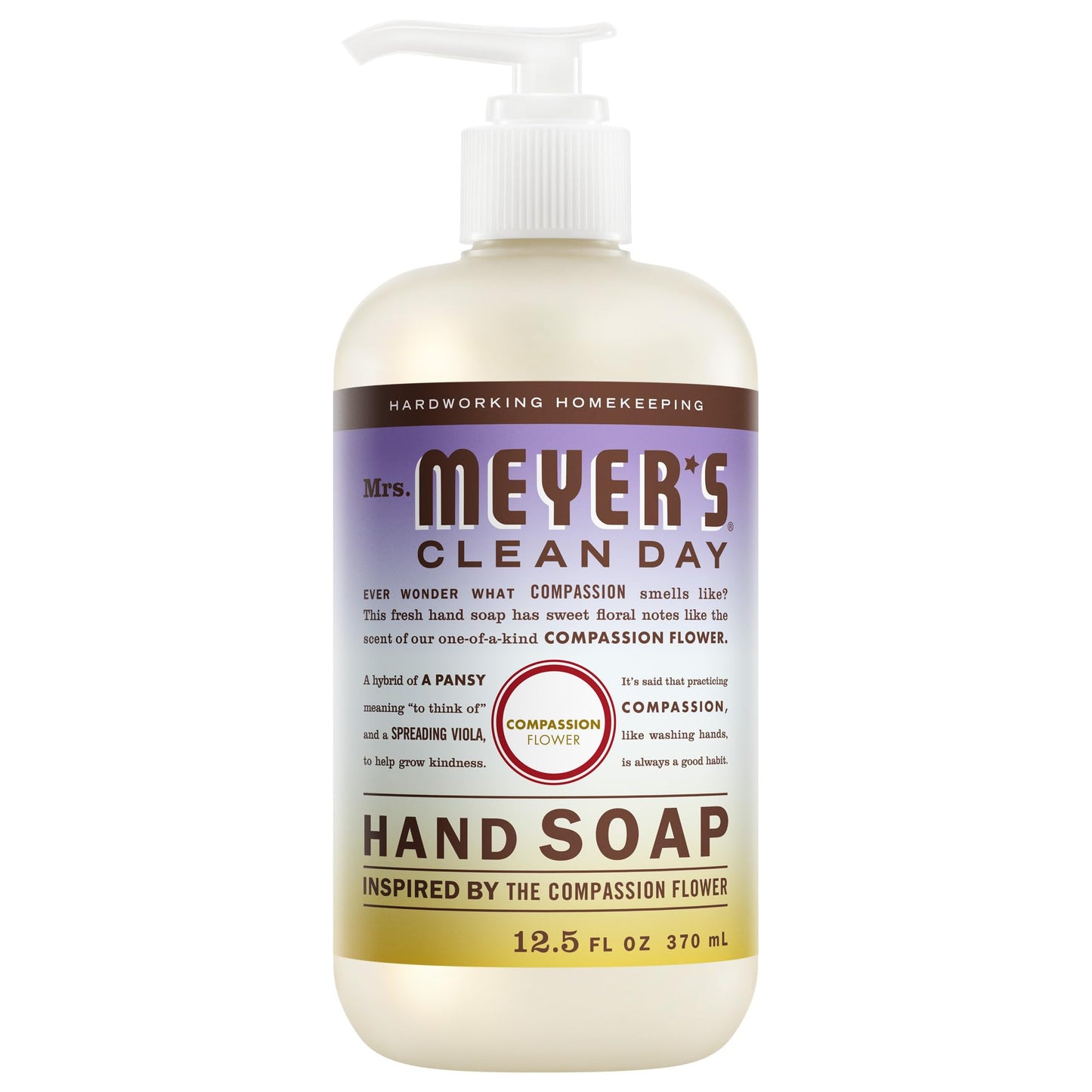 MRS. MEYER'S CLEAN DAY Hand Soap, Compassion Flower Scent, 12.5 Fl Oz Bottle