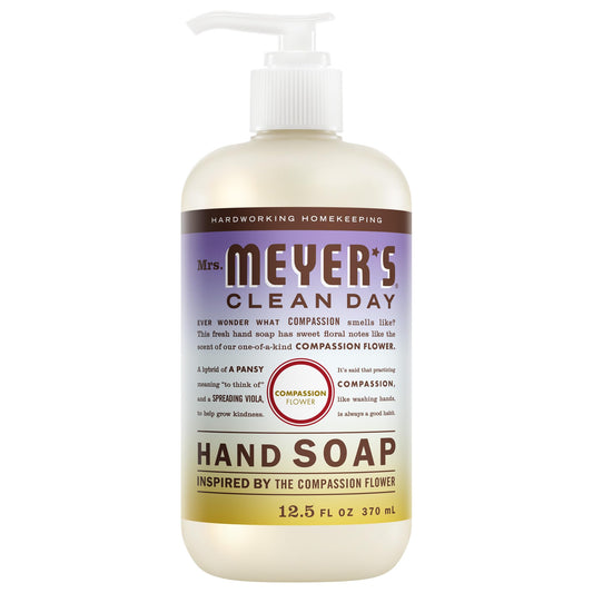 MRS. MEYER'S CLEAN DAY Hand Soap, Compassion Flower Scent, 12.5 Fl Oz Bottle