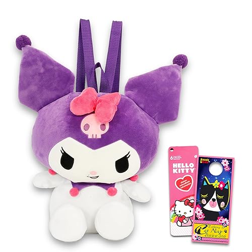 Hello Kitty and Friends Kuromi Plushie Backpack Set - Bundle of 16" Plush Doll with Carrying Straps, Stickers & More | Hello Kitty and Friends Gifts