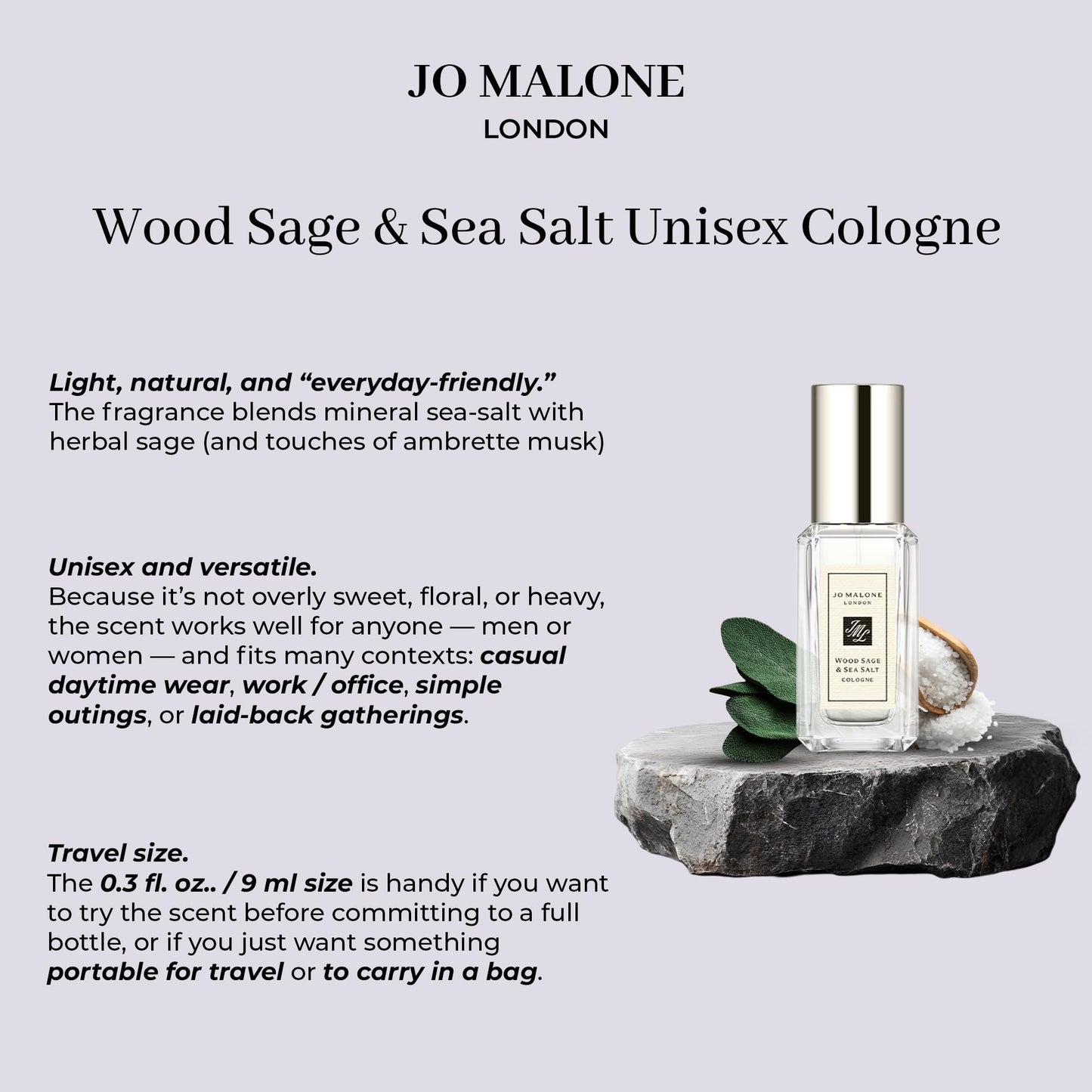 Jo Malone Wood Sage & Sea Salt Cologne Deluxe Sample, 0.3 fl.oz./ 9 ml