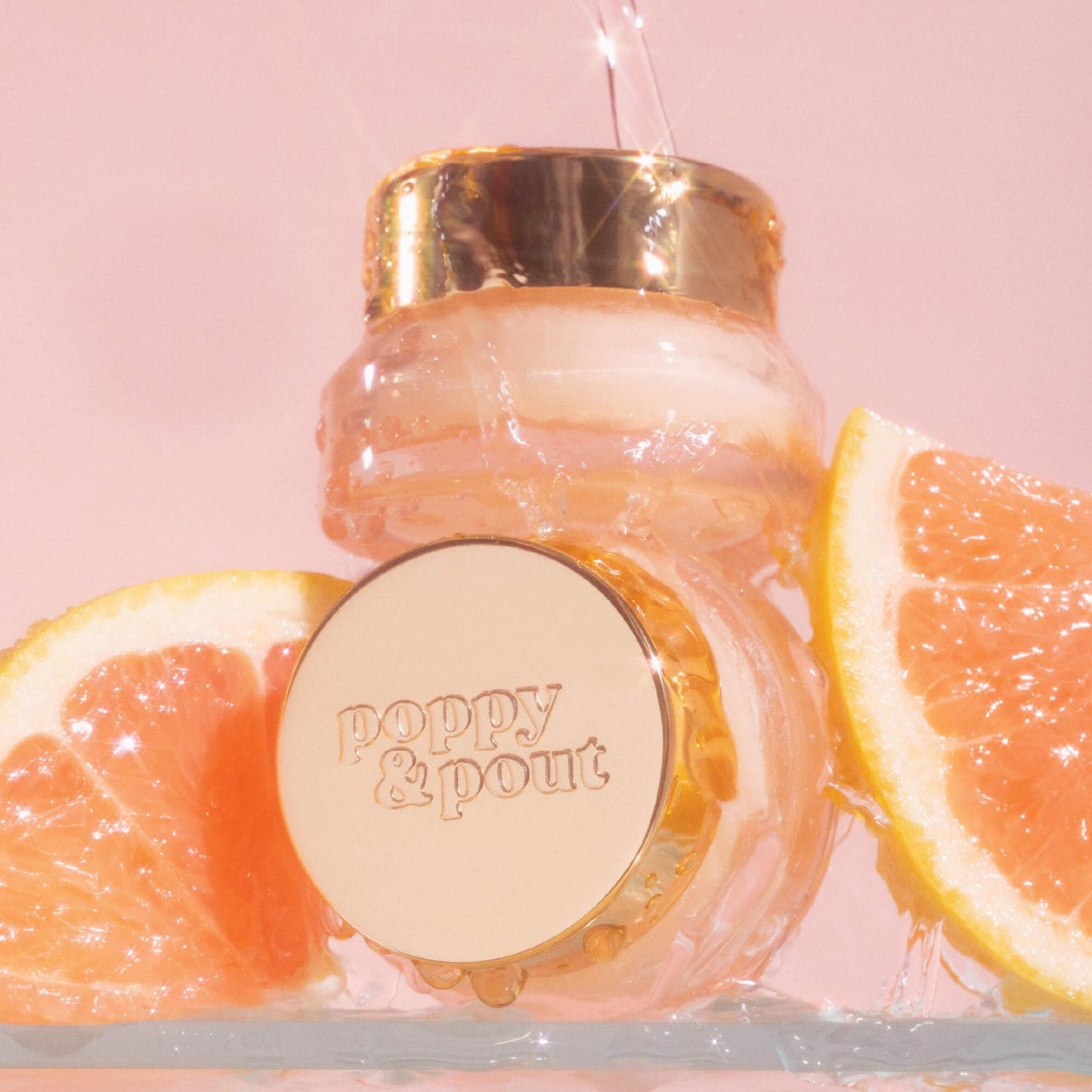 Poppy & Pout Pink Grapefruit Overnight Lip Mask - Moisturizing Lip Treatment with Shea Butter & Beeswax - Cruelty Free, Recyclable Glass Jar (0.65 oz)