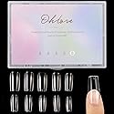 500Pcs Square Nail Tips Full Cover Clear Fake Nail Tips for Acrylic Nails, Size 0~9
