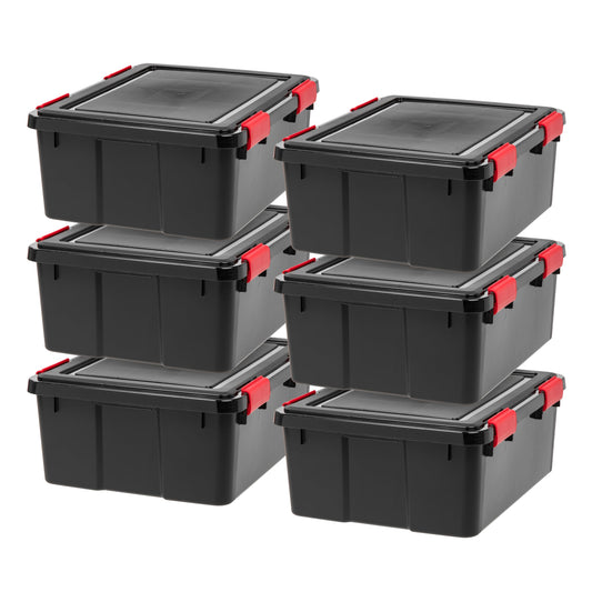 IRIS USA WeatherPro 31 Qt Storage Bins with Lids, 6 Pack, BPA-Free Plastic Gasket Box with Tight Latch and Seal, Stackable Nestable Tote Tub…