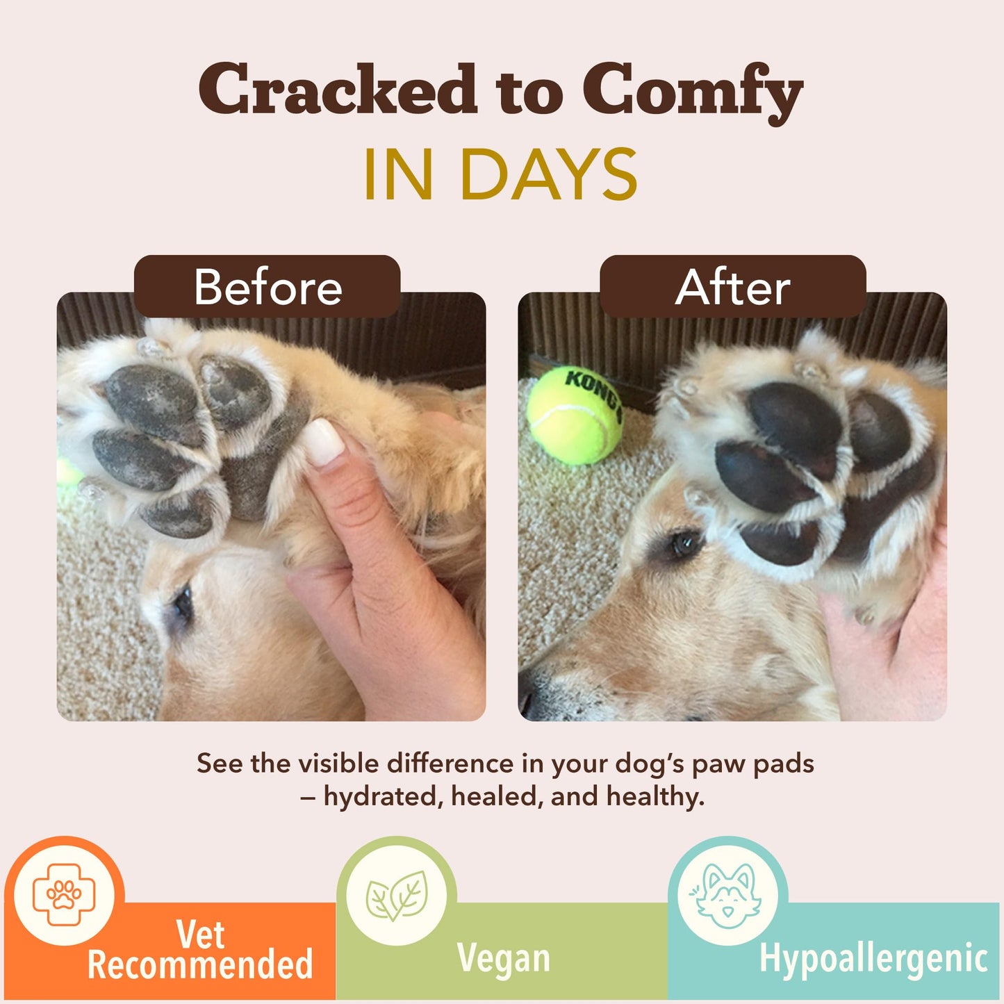 Natural Dog Company Paw Soother Balm Stick 0.15 oz – Organic, Lick-Safe Moisturizer for Dry Cracked Paws – Winter Healing & Soothing Relief