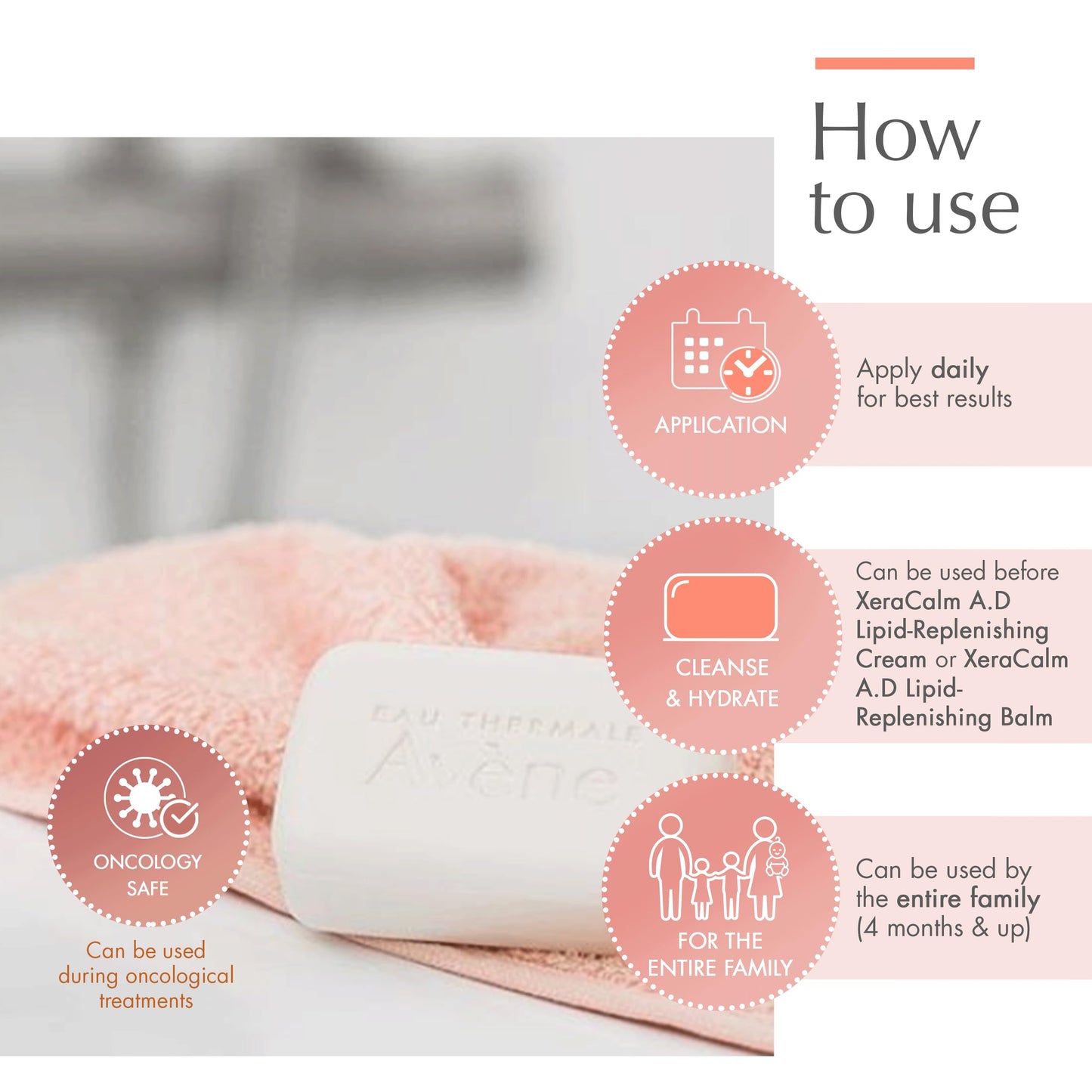 brand Avène Xercalm A.D Ultra-Rich Cleansing Bar for Atopic Dermatitis, Eczema Prone Skin, Fragrance-Free, 100 g Beauty & Personal Care Eau Thermale Avène