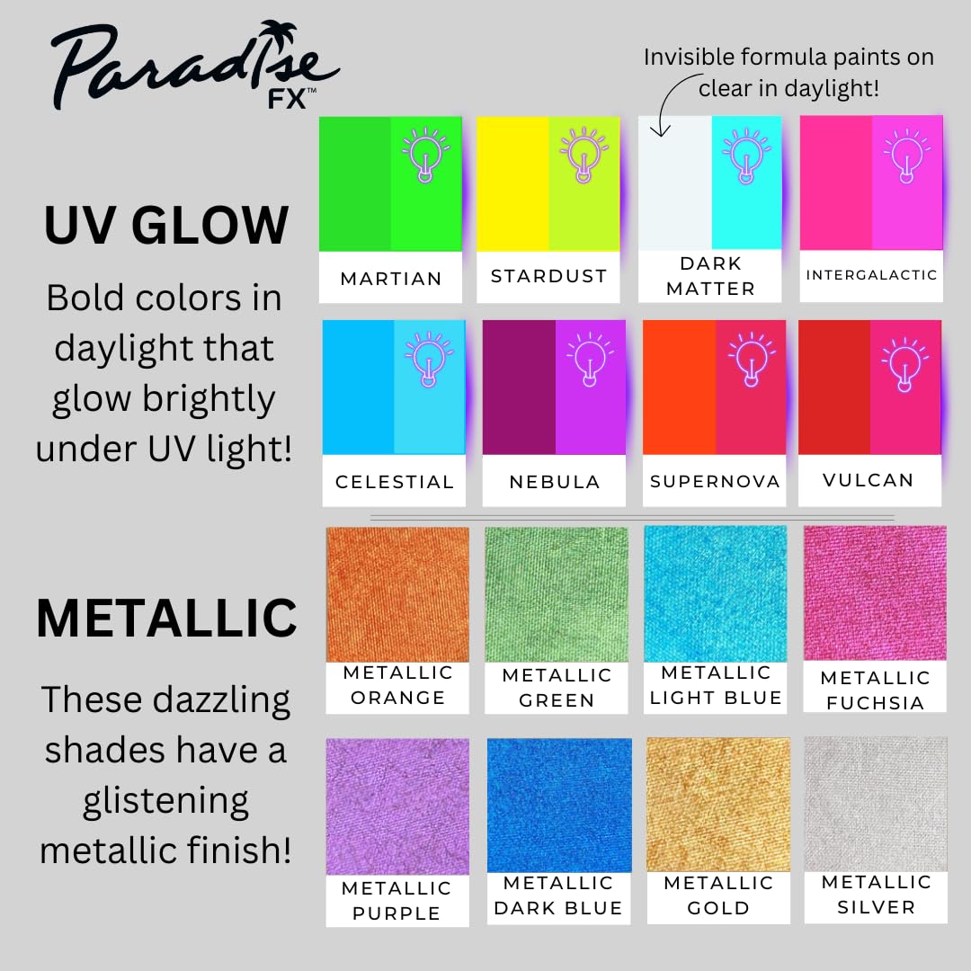 Mehron Paradise FX Metallics - Metallic Fuchsia 0.25 oz | Pro Water-Activated Shimmer Paint for Raves, Costumes, SFX, Halloween, Stage, Screen Beauty and Personal Care Mehron