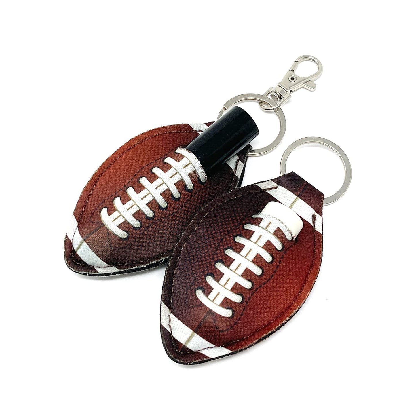 allydrew 10 Pack Chapstick Holder Keychain, Keyring for Lip Balm Lip Gloss Lipstick with 10 Pieces Metal Keyring Clasps, Football