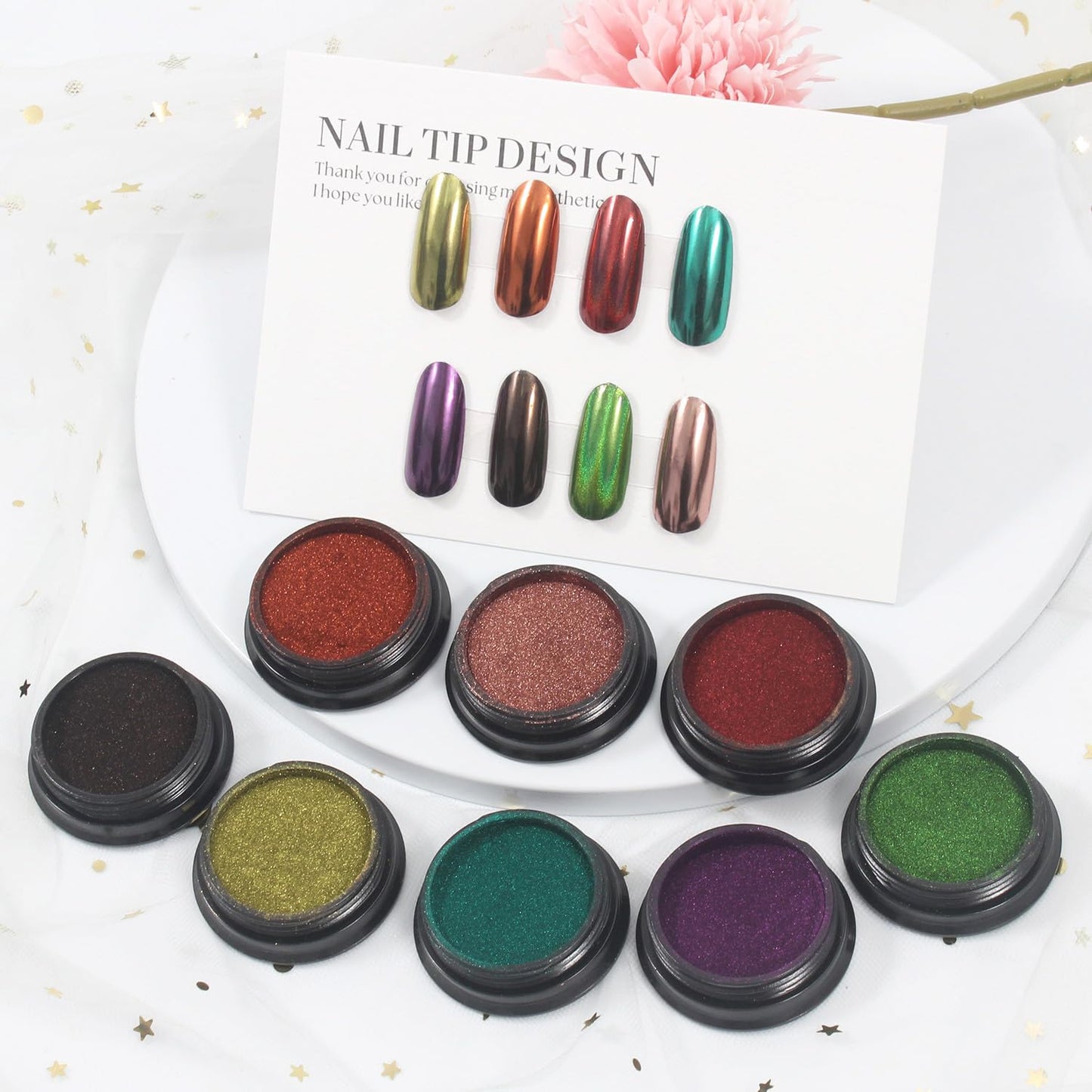 Artdone 2 Jars Chrome Nail Pearl Powder Silver and Gold, Iridescent Aurora Powder Metallic Mirror Effect Pigment Pearlescent Mermaid Pearl Dust Kit Beauty and Personal Care Artdone