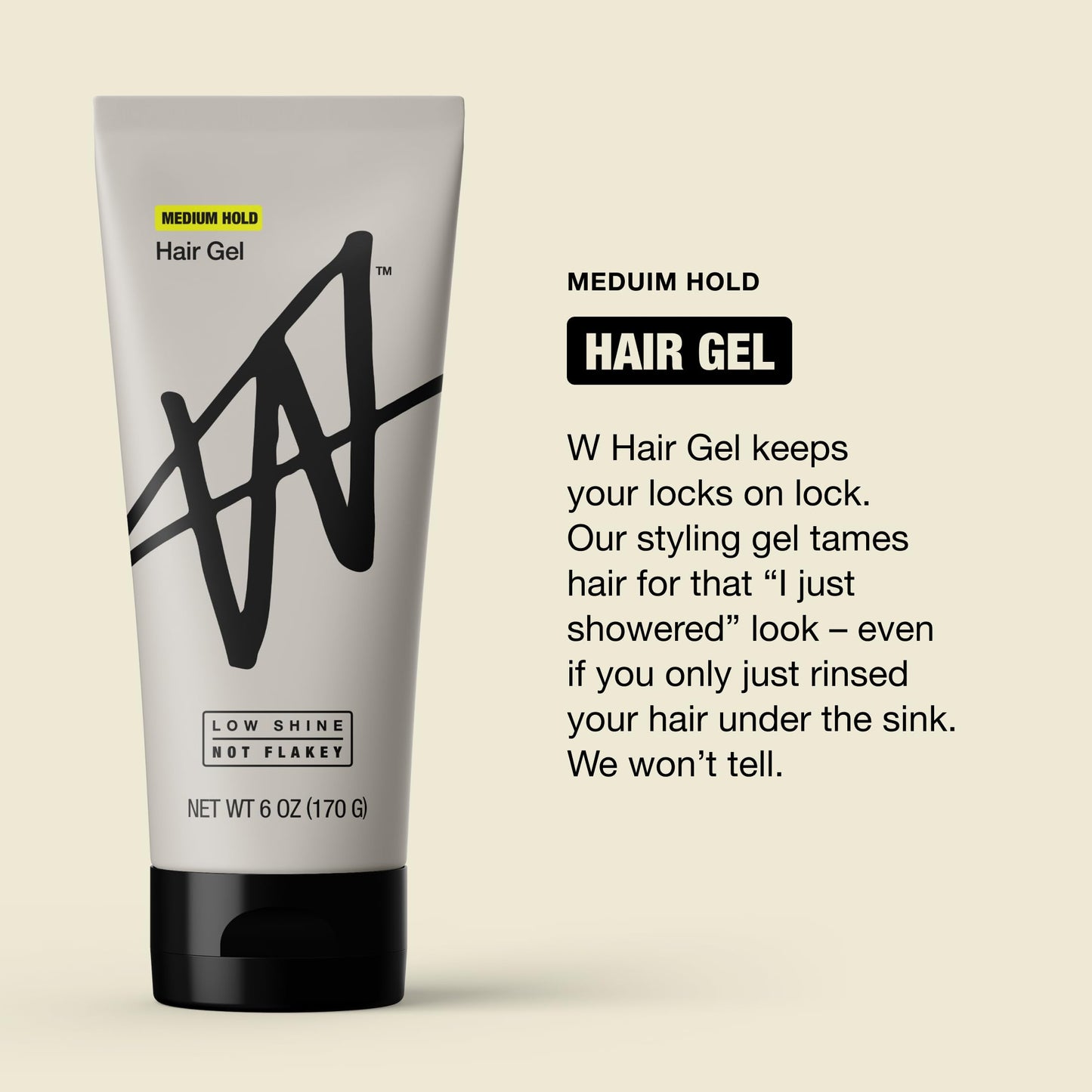 W By Jake Paul Hair Gel for Men, Low Shine, Non-Sticky, Matte Hair Product, Medium Hold, 6 fl oz