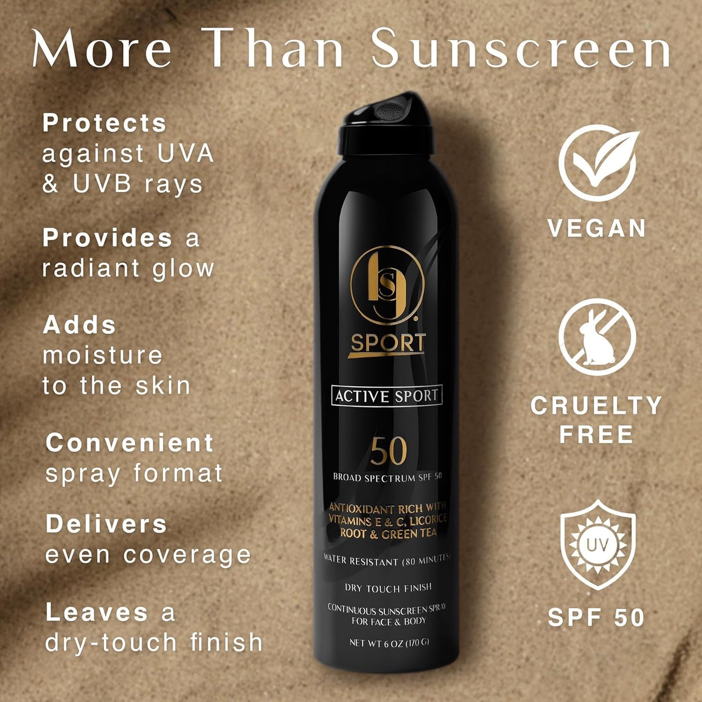 Black Girl Sunscreen Active Sport Sunscreen Spray for Face & Body- SPF 50, Sunblock for Travel & Beach, Water Resistant for 80 minutes, Ultra Sheer