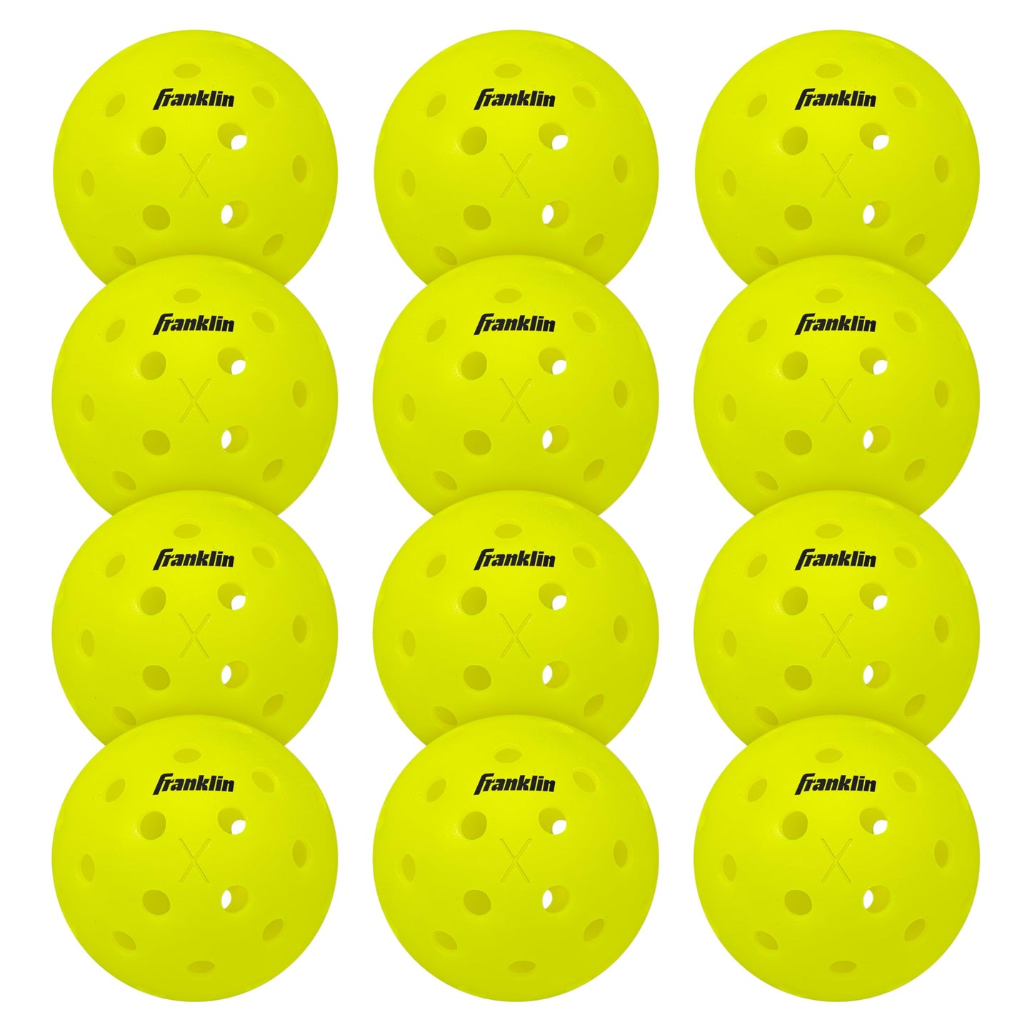 Franklin Sports Outdoor - X-40 Pickleball Balls - USA (USAPA) Approved - 12 Pack Outside - Optic Yellow - US Open Ball