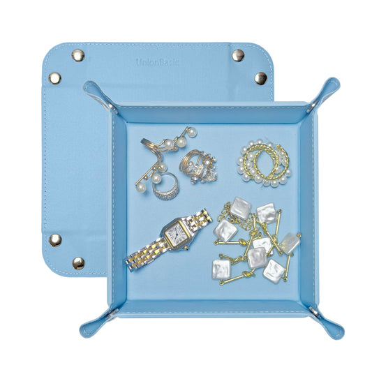 UnionBasic Small Valet Tray, Jewelry Tray for Rings Watches Earrings, Entryway Catchall Caddy for Coins Keys Change, Nightstand Bedside Valet Holder…