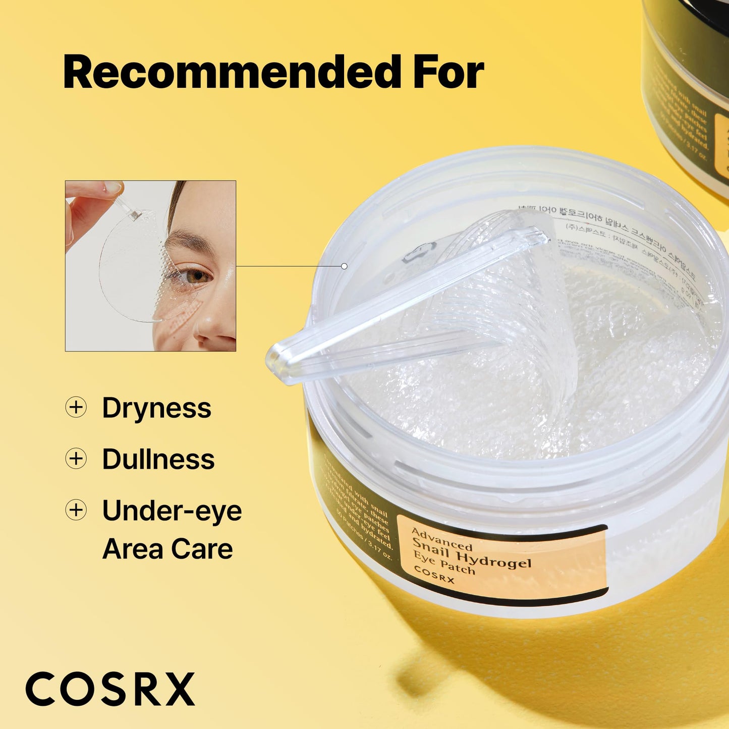 COSRX Advanced Snail Mucin Hydrogel Eye Patch for Fine Lines & Dry Under Eyes, Gel Serum Mask, Hydrating Under Eye Patches (60), Snail Eye Patches Beauty and Personal Care COSRX