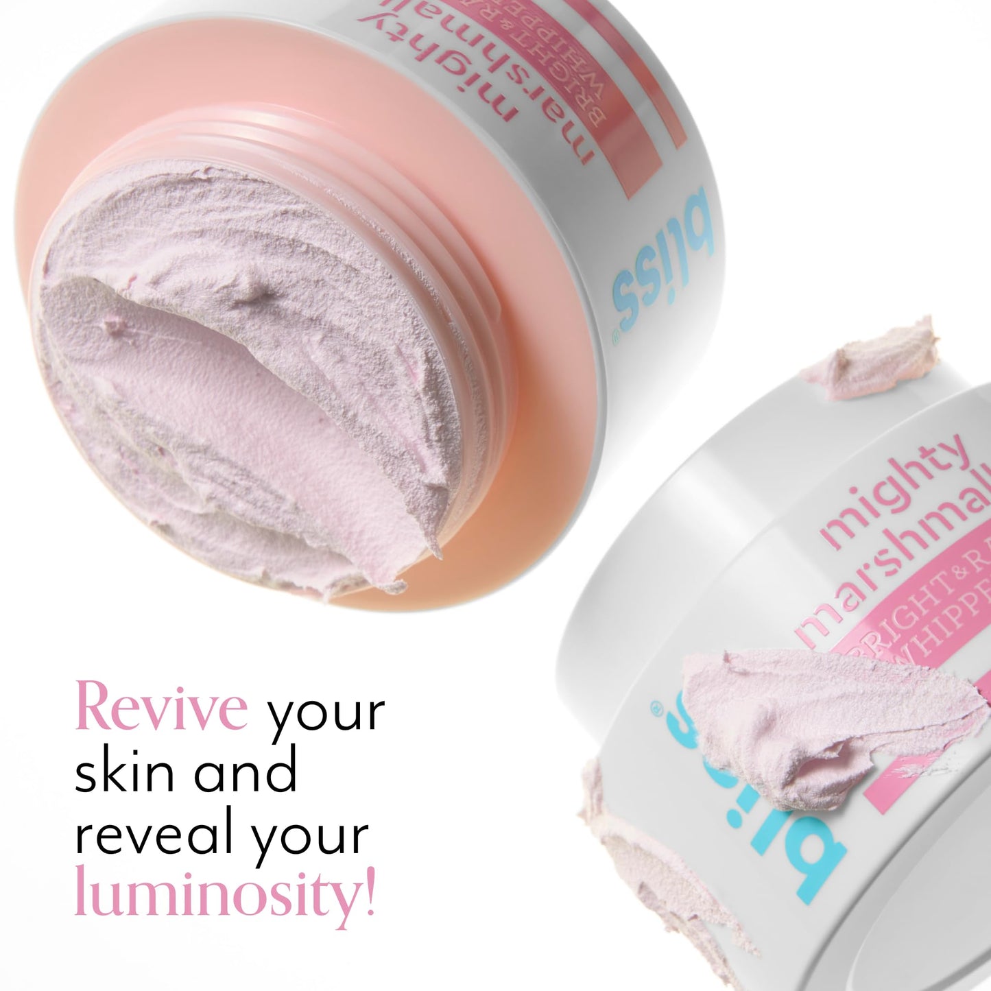 Bliss Mighty Marshmallow + Vitamin C Whipped Mask - Brighten & Hydrate Skin with Marshmallow Root, Vitamin C Powerhouse Blend, Zinc PCA and Olive Leaf