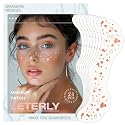 Leterly 24 Pcs Glitter Freckles Face Tattoo,Rose Gold Face Glitter Makeup Patches Cute Sparkle Freckles Patches Waterproof Makeup Speckles for Face