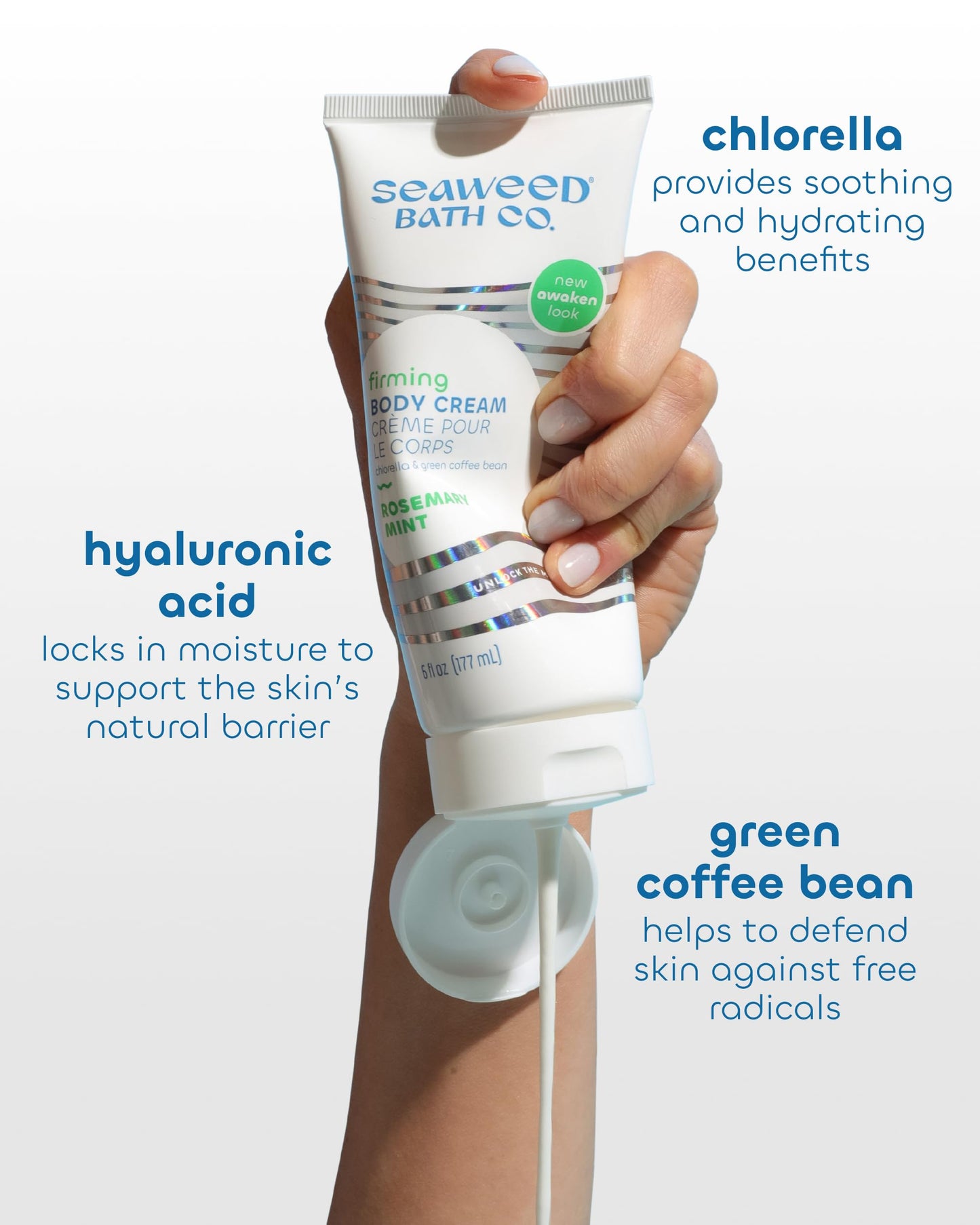 Seaweed Bath Co. Firming Body Cream - Rosemary Mint | Hydrating Hand & Body Lotion with Hyaluronic Acid | Toning Skin Moisturizer For Dry Skin | 6 oz
