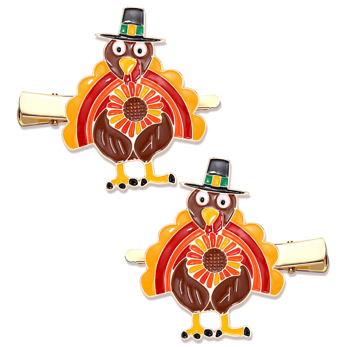 Thanksgiving Hair Clips Fall Hairpins for Women Enamel Rhinestone Maple Leaf Turkey Pumpkin Alligator Hair Clips Autumn Gathering Party Hair Accessory