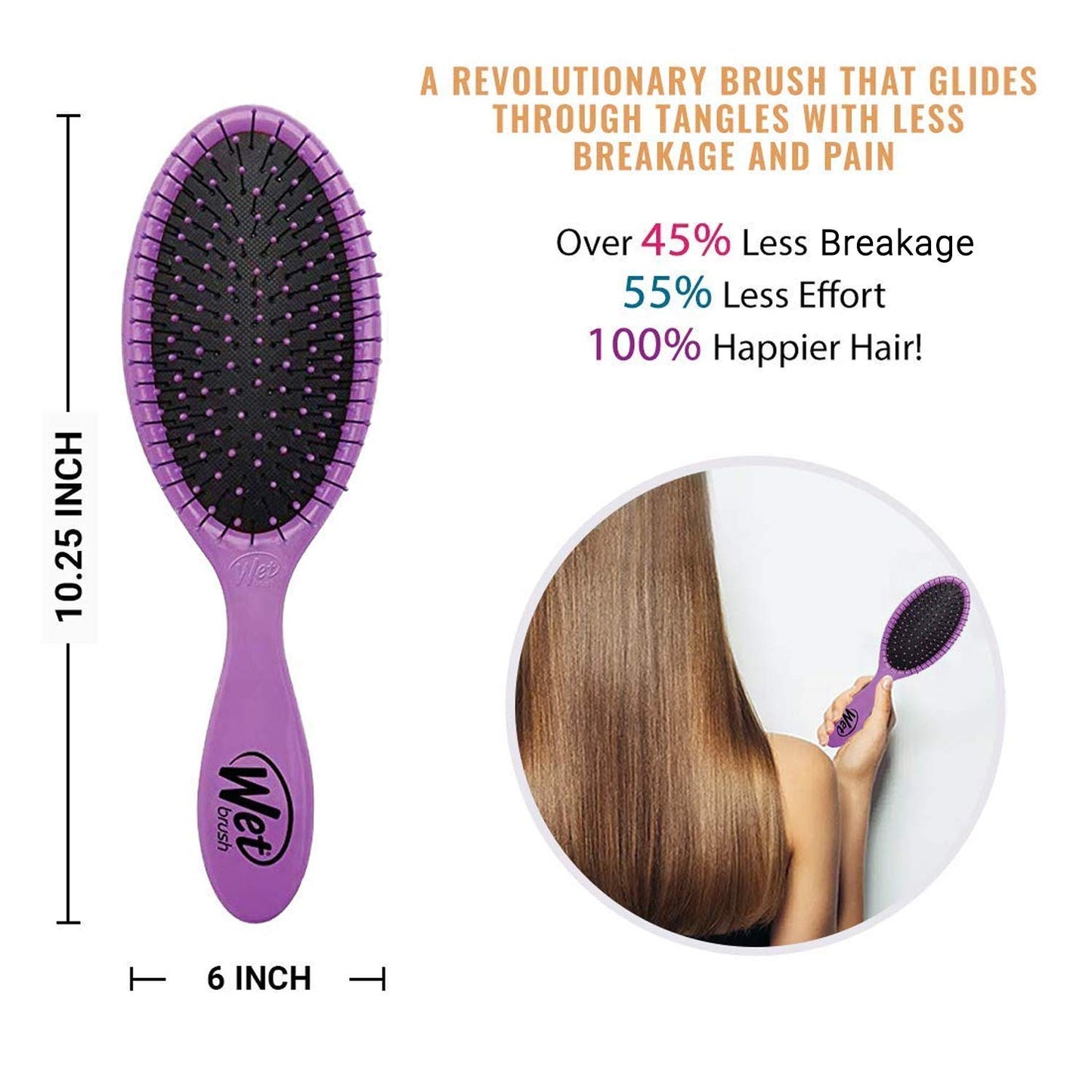 Wet Brush Detangling Hair Brush - Purple - 2 Pack Detangler - Comb for Women, Men & Kids - Wet or Dry - Removes Knots and Tangles, Best for Natural