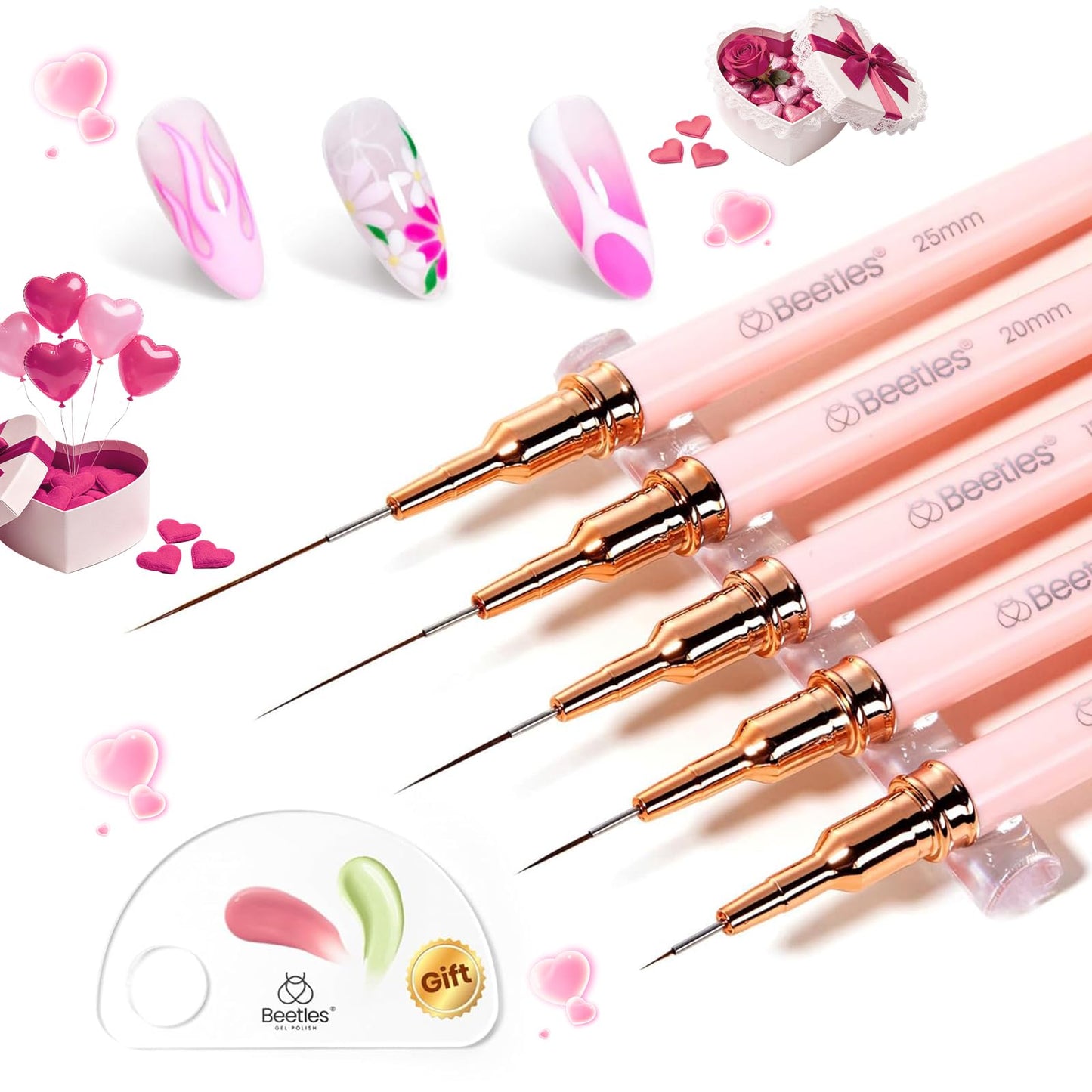 Beetles Nail Art Pens, 5pcs Nail Art Brushes Liner Brushes for Nails Beauty and Personal Care beetles Gel Polish Default Title