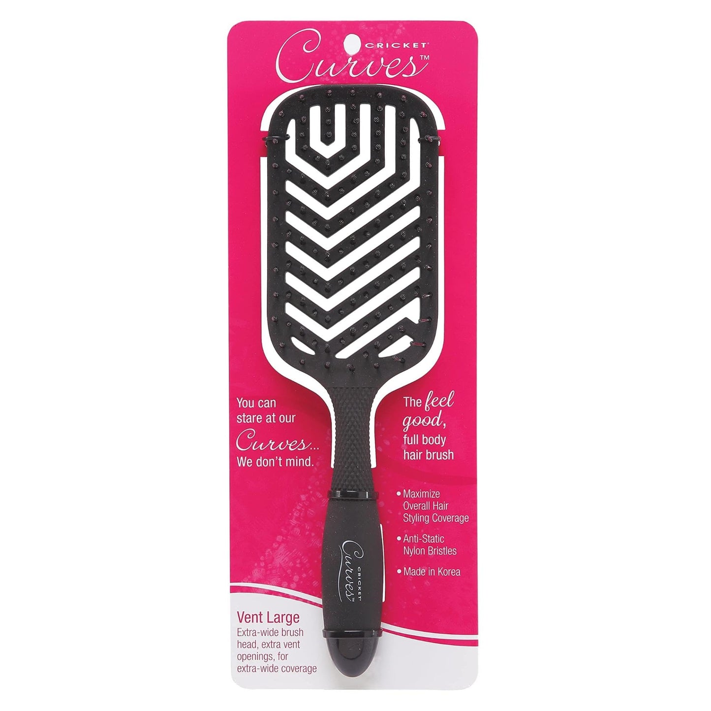 Cricket Curves Large Wide Vent Hair Brush for Blow Drying and Styling Anti-Static Nylon Bristle Brush for Long, Short, Thick, Thin, Curly, All Hair