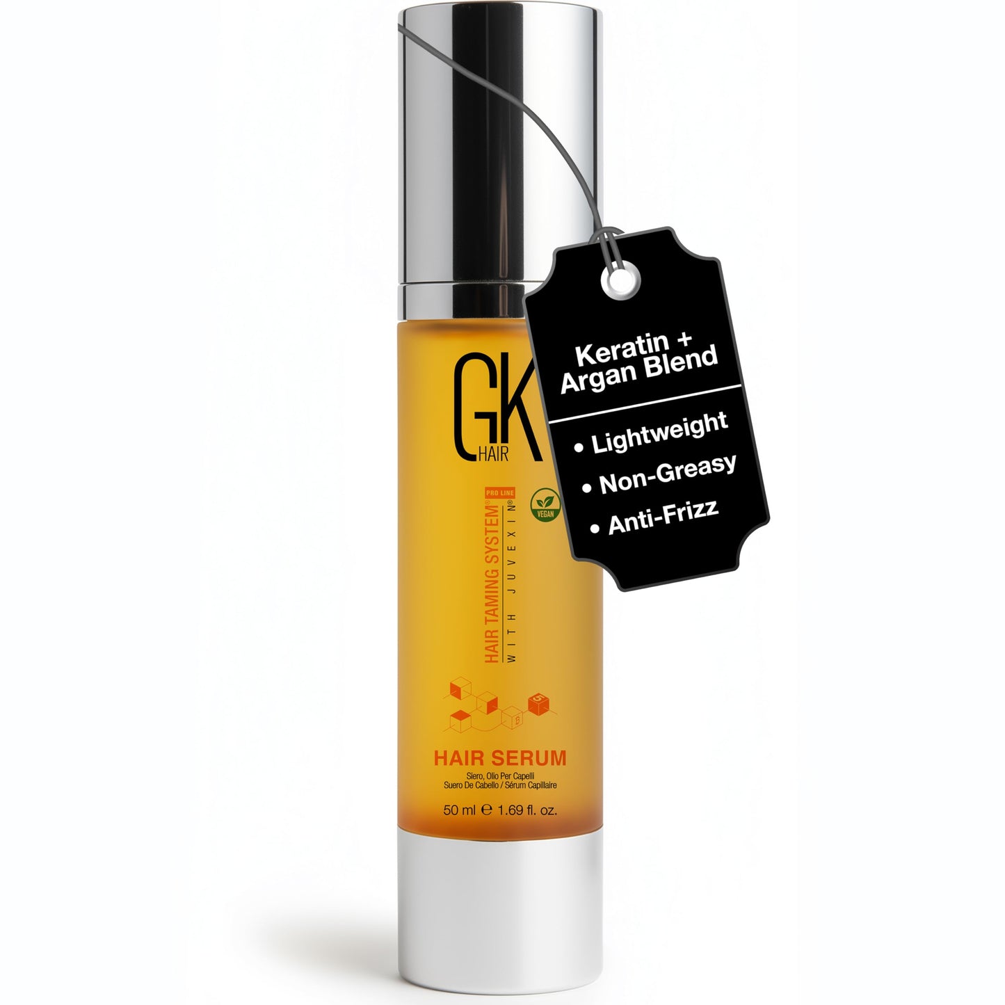 GK HAIR Oil - Argan Oil Heat Protectant Serum -Lightweight Hair Serum -Perfect For Keratin,Frizzy, Curly, Dry & Damaged ends-Adds Shine
