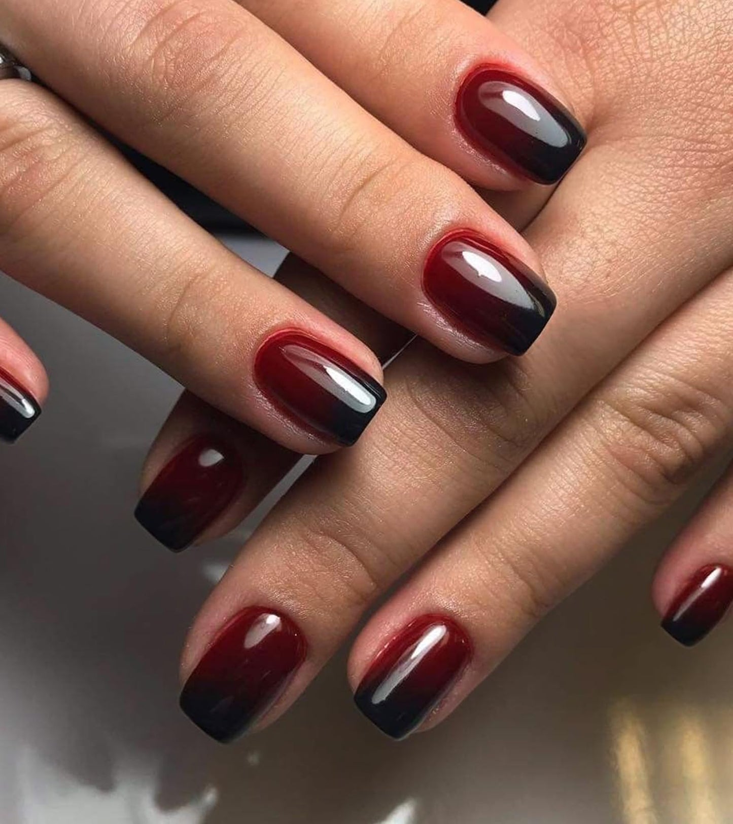 Artquee Press on Nails Short Red Black Ombre Square False Tips Glossy Reusable Fake Stick on Nails Kit for Women - 30 PCS 15 Sizes Beauty and Personal Care Artquee