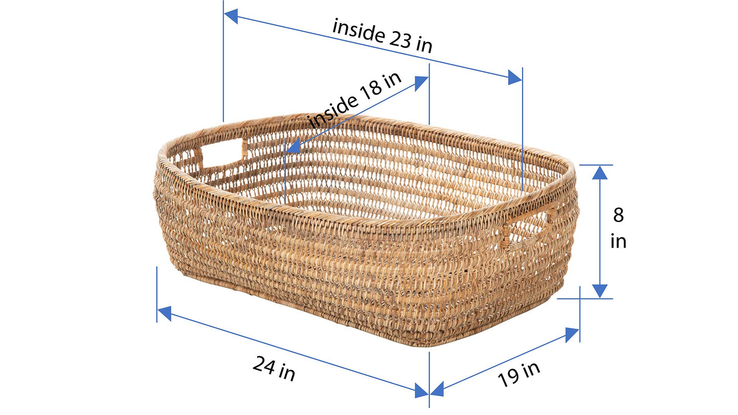 Kouboo Cambria Open Weave Basket, Honey-Brown