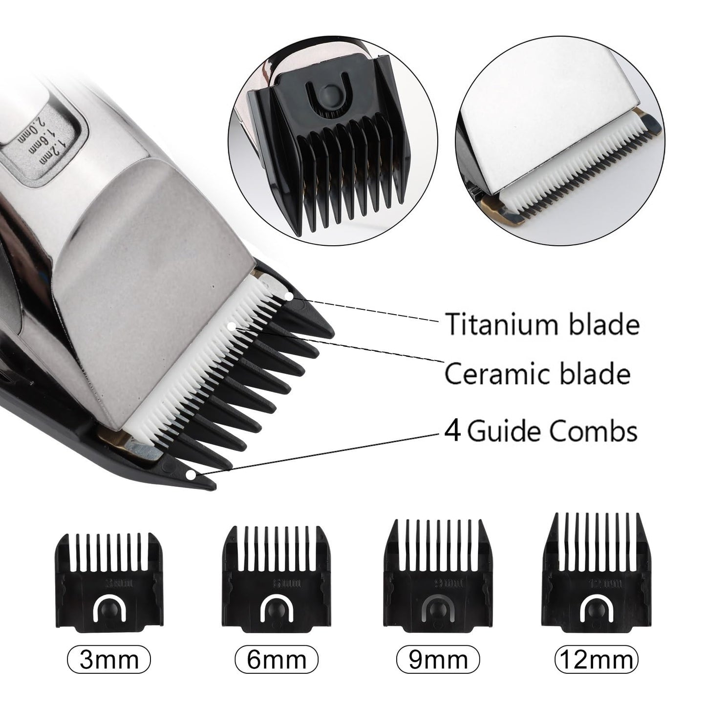 GLESVOWIO Hair Clipper Pro Men's Electric Rechargeable Professional Beard Trimmer Adjustable Cutting Machine Beauty and Personal Care GLESVOWIO