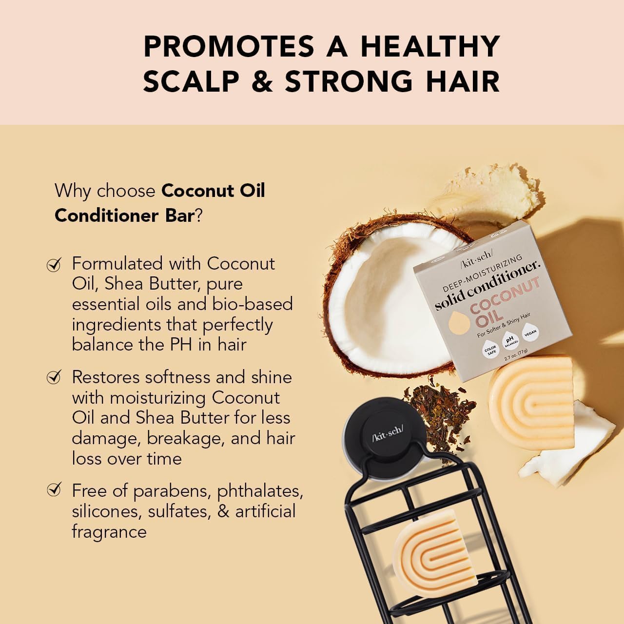Kitsch Tea Tree Shampoo & Coconut Oil Conditioner Bar - Shampoo and Conditioner Set - Clarifying Bar Soap for Greasy Hair & Deep Moisturizing