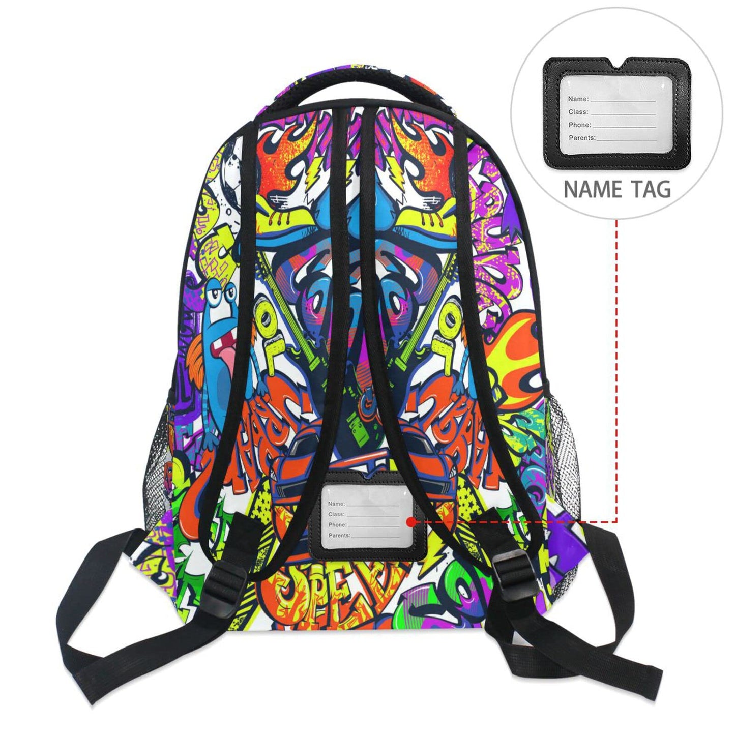 Tarity Cool Graffiti School Backpack For Kids Boys Girls Children Small Travel Bag Students Teenagers Bookbags Novelty Pattern Durable Backpack Laptop Computer Bag