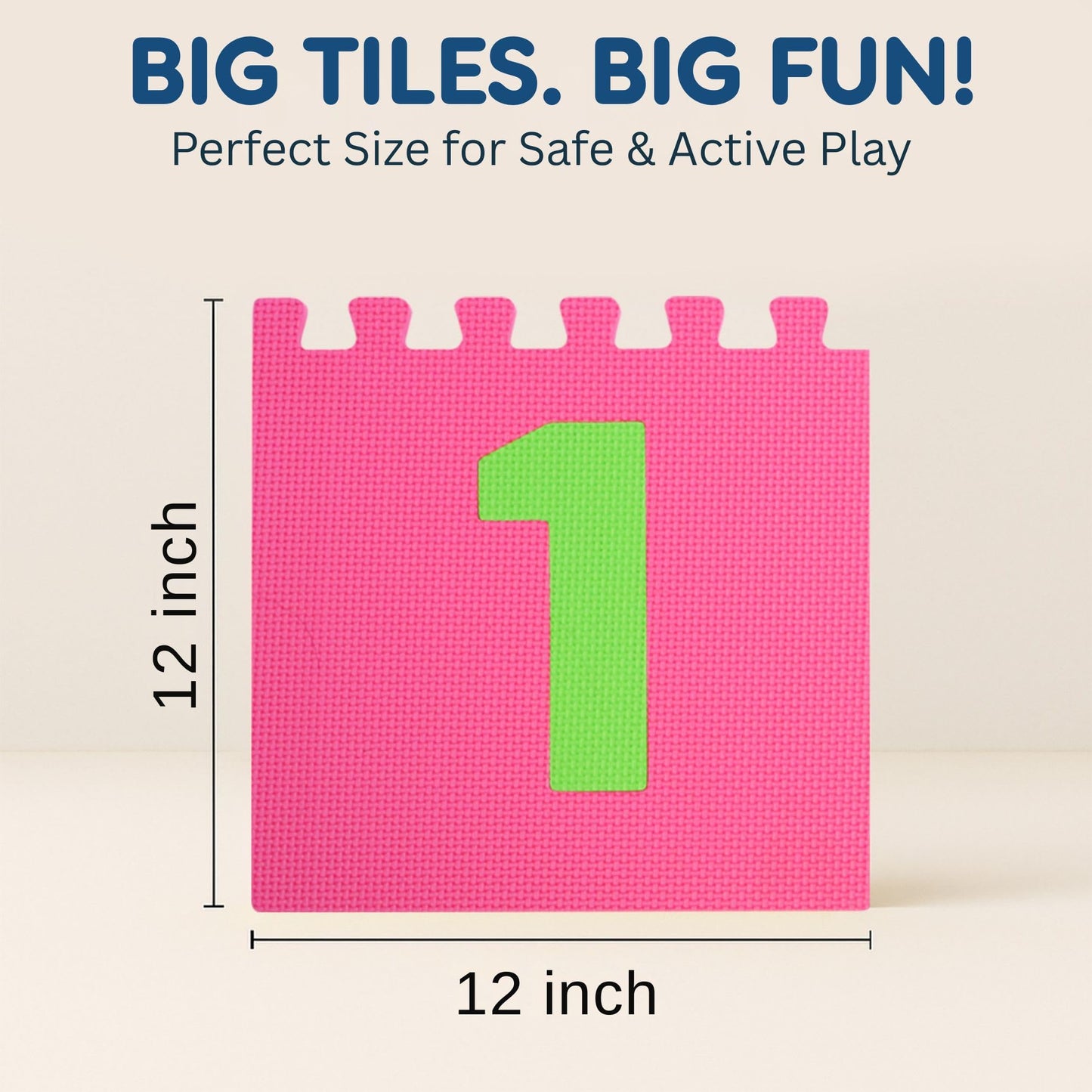 Hopscotch Playmat Foam Interlocking Puzzle Floor Mat - 10 Large Number Tiles (12" by 12" Square Blocks)