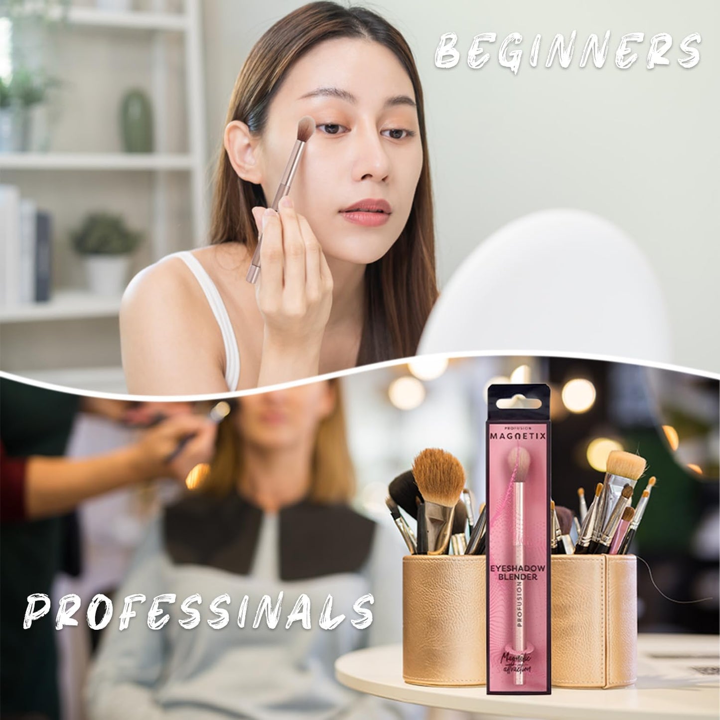 Profusion Cosmetics Magnetix Eyeshadow Blending Brush with Soft, Dense Synthetic Tapered Bristles for Smooth, Seamless Blending, Fluffy Eye Makeup