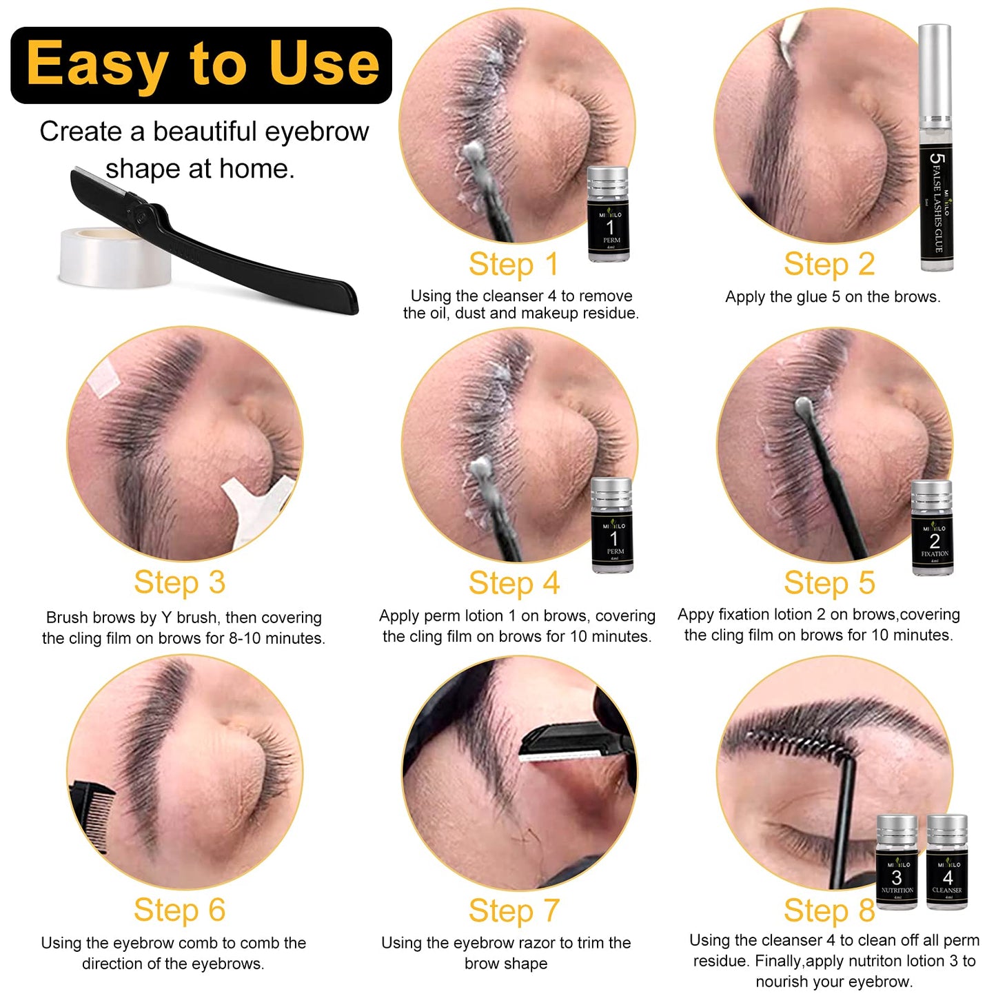 Lookmee Eyebrow Lamination Kits, Professional Instant Eyebrow Lift Kit, At Home DIY Long Lasting Eyebrow Perming Kit for Fuller and Messy Eyebrows