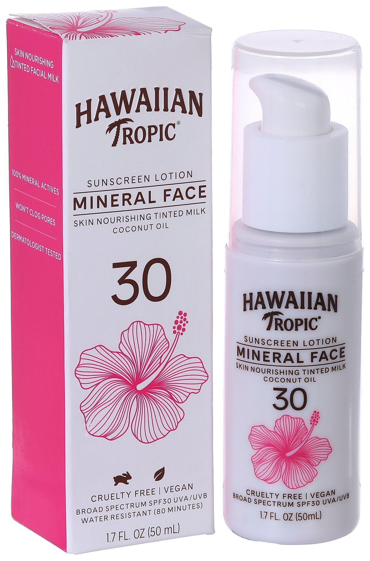 Hawaiian Tropic Mineral Sun Milk Face Sunscreen Lotion, SPF 30, 1.7oz