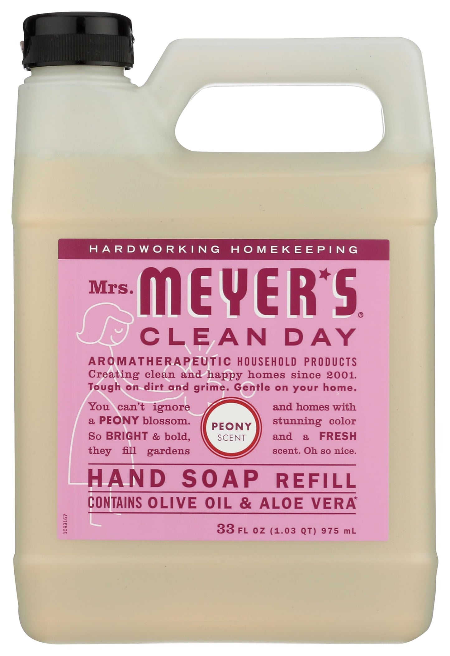 MRS. MEYER'S CLEAN DAY Liquid Hand Soap Refill, Cruelty Free, Hand Wash Made with Essential Oils, Peony Scent, 33 oz