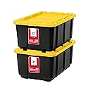 IRIS USA 2-Pack 27 Gallon Storage Bins with Lids |Made in USA| Heavy Duty Plastic Tote Containers for Truckbed Tool Box Organization, Large…