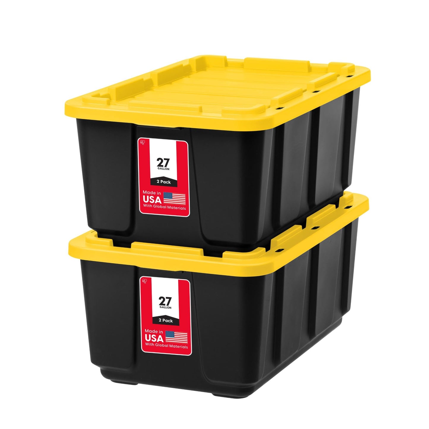 IRIS USA 2-Pack 27 Gallon Storage Bins with Lids |Made in USA| Heavy Duty Plastic Tote Containers for Truckbed Tool Box Organization, Large…