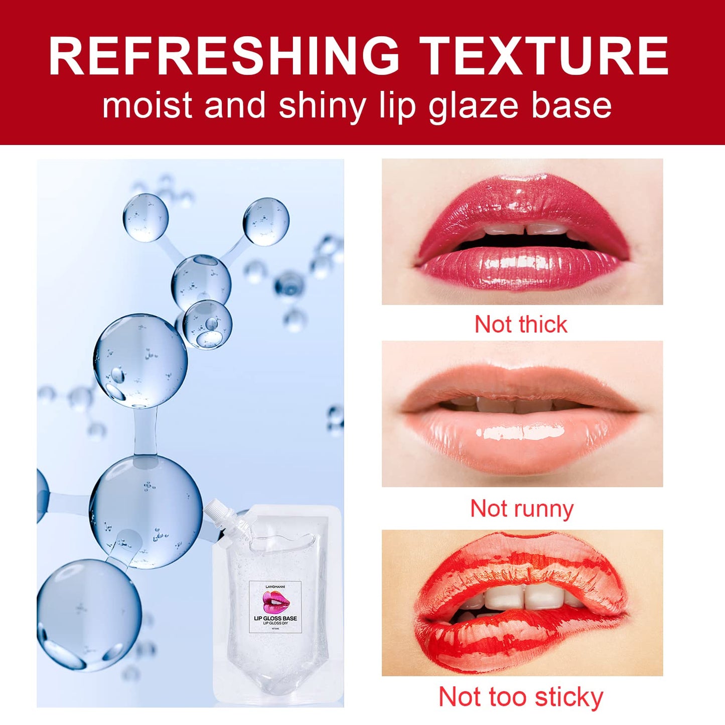 Eakroo 2Pcs Moisturize Lip Gloss Base Oil Material Makeup Primers, Non-Stick Lip Gloss Clear Primer for DIY Handmade Lip Oil Lip Plumper Lip Gloss