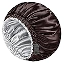 mikimini Satin Bonnet Pack of 2 for Men and Women, Reversible Double Layer Sleeping Silk Bonnet for Curly Hair Braids with Adjustable Widened Elastic