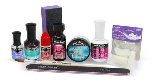 Mia Secret Acrylic Nail Kit: 1/2 oz liquid monomer, 1/2 oz clear acrylic powder, ultra quick nail glue, 1/2 oz ultra gloss top coat, fancy 20 nail Beauty & Personal Care Mia Secret
