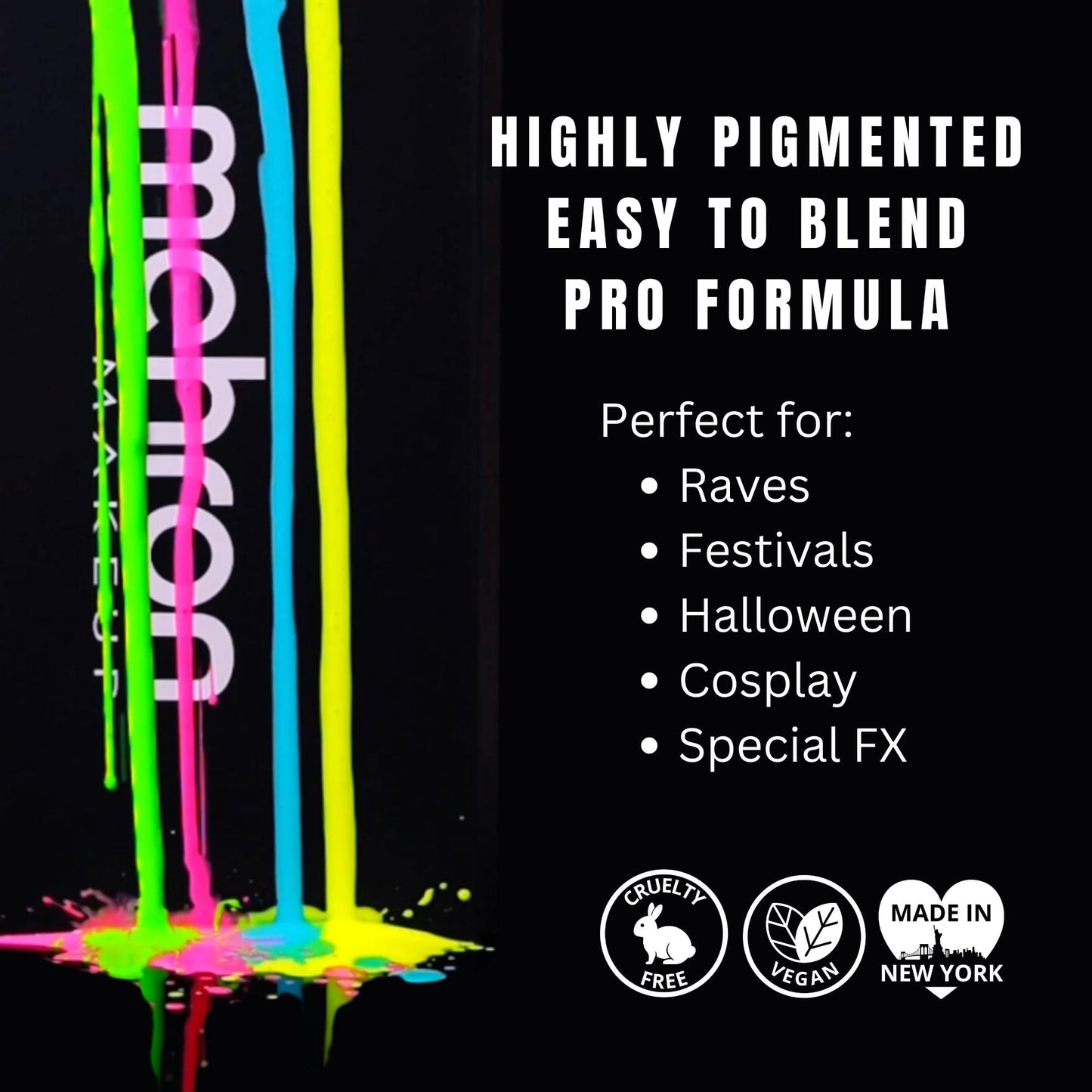 Mehron Paradise FX UV Neon Glow - Nebula - Neon Purple/Purple UV 0.25 oz | Pro Water-Activated Shimmer Paint for Raves, Costumes, SFX, Halloween