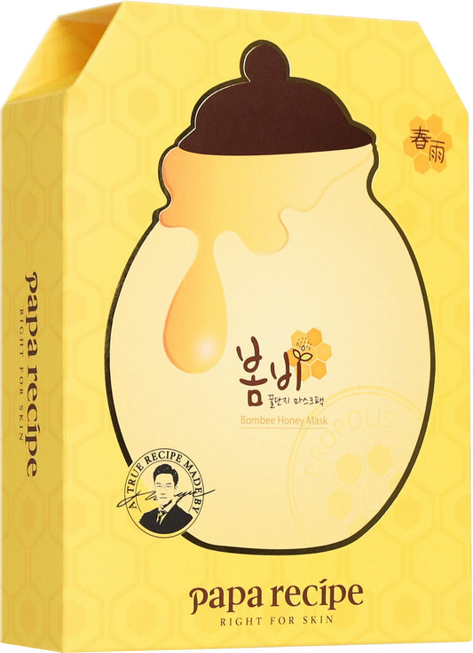 Papa Recipe Bombee Honey Mask Pack 25g * 10 sheets - Sheet Mask, Facial Skin Care, Deep Moisturizing Serum for Dry Skin - Korean Skin Care, K-Beauty