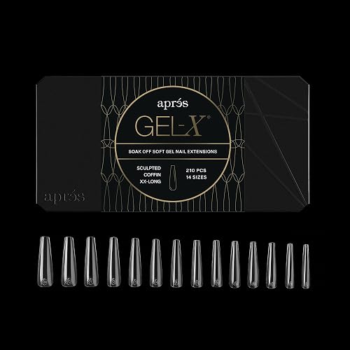 Apres Gel-X® Coffin Box of Nail Tips | 280 Gel-X Tips, Soft Tips, 14 Sizes 00-9 | Half-sizes Included (Sculpted Coffin Extra Extra Long, 280 Count) Beauty & Personal Care APRÉS
