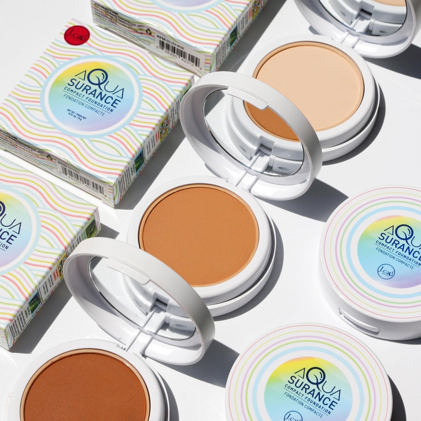 J.Cat Beauty Aquasurance Compact Foundation, Water-Infused Full Coverage Powder Foundation, Helps Minimize Pores for Natural Flawless Complexion